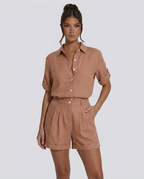 Casual Button-Front Short Jumpsuit