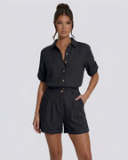 Casual Button-Front Short Jumpsuit