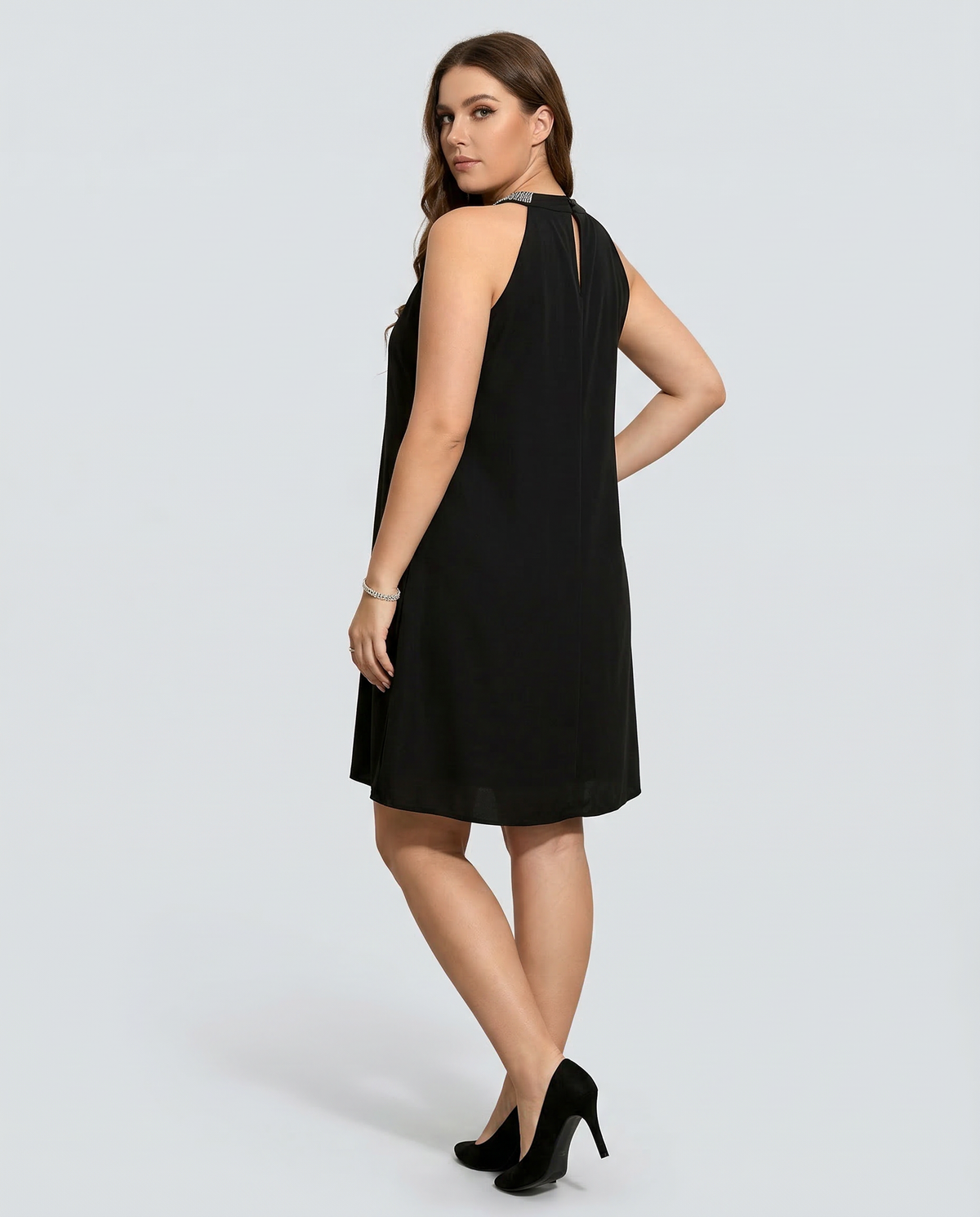 Mini Dress with Embellished Halter Neck