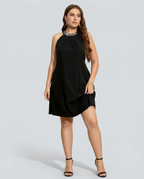 Mini Dress with Embellished Halter Neck