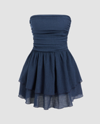 Strapless Mini Dress with Tiered Ruffle Skirt