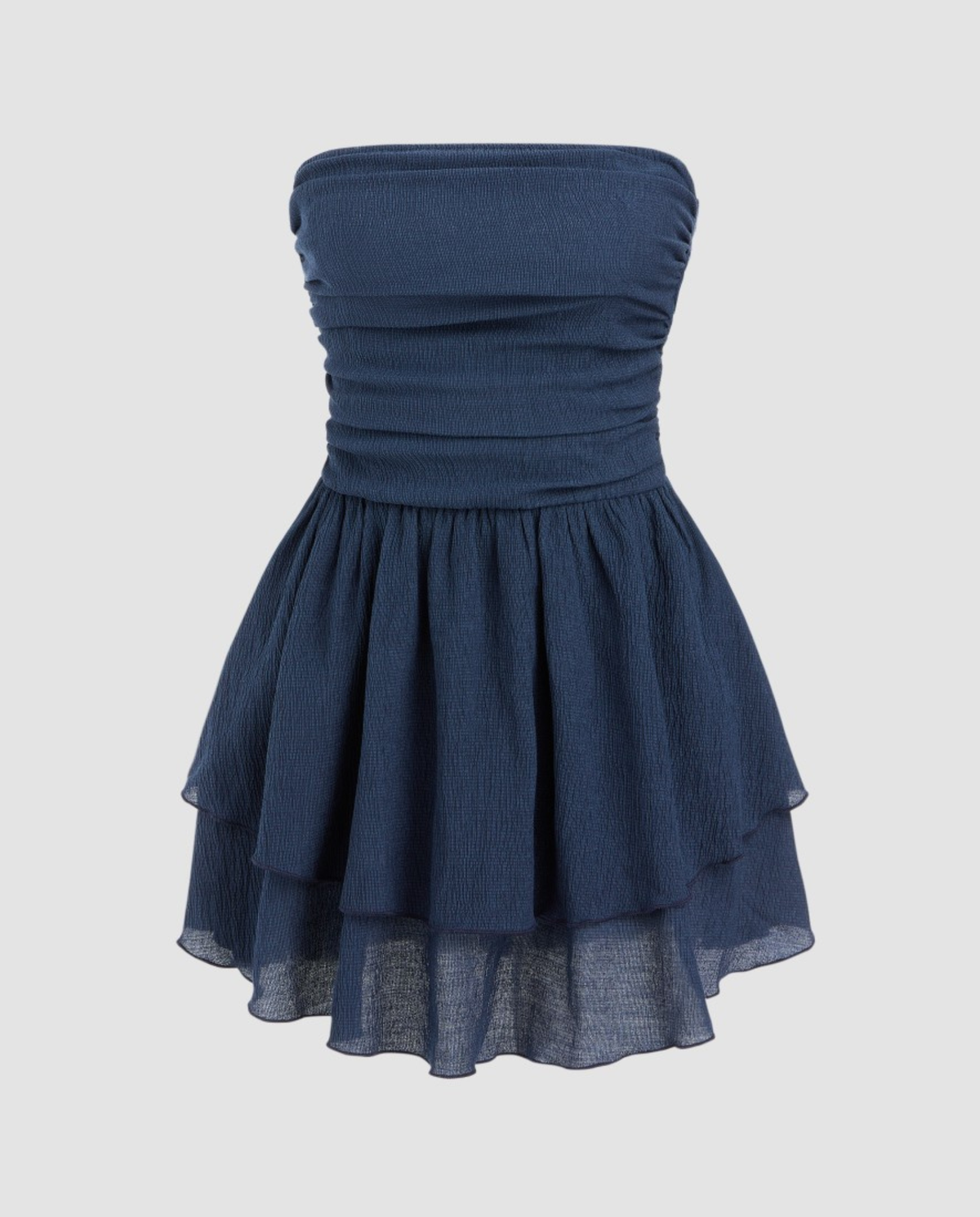 Strapless Mini Dress with Tiered Ruffle Skirt