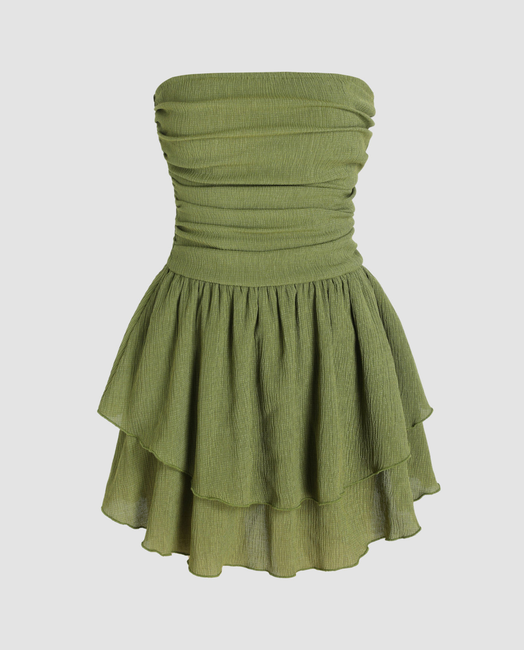 Strapless Mini Dress with Tiered Ruffle Skirt