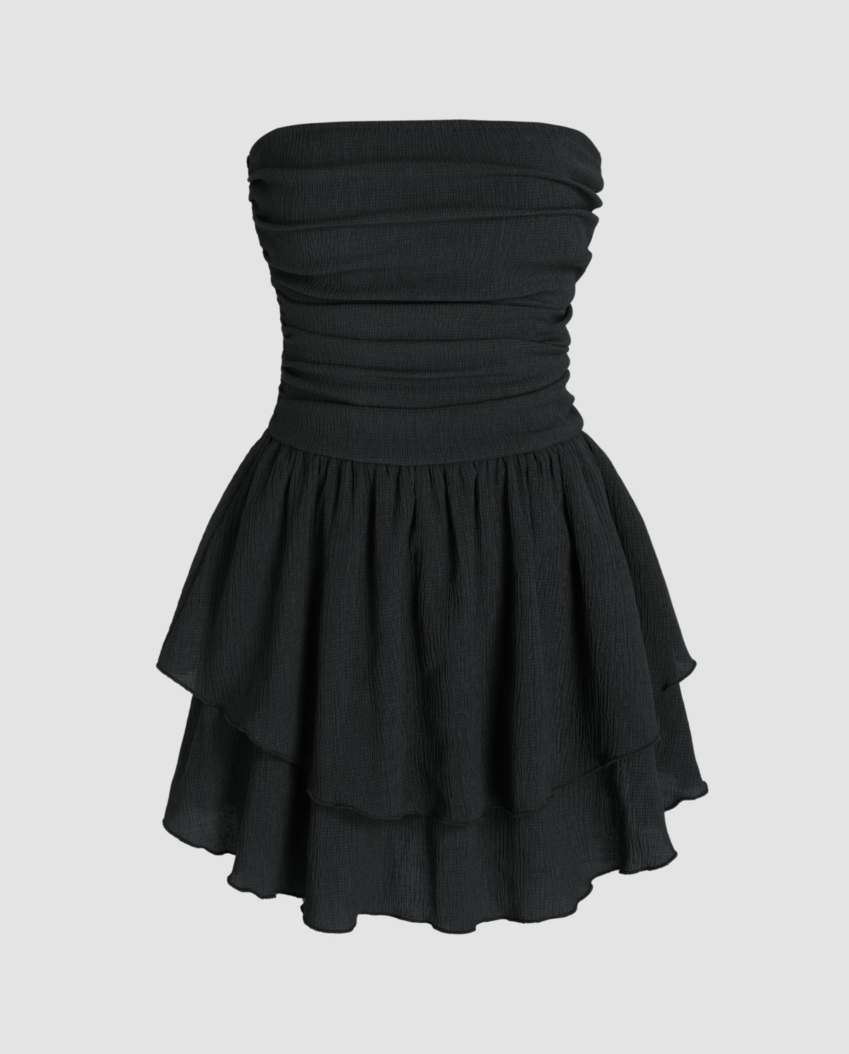 Strapless Mini Dress with Tiered Ruffle Skirt