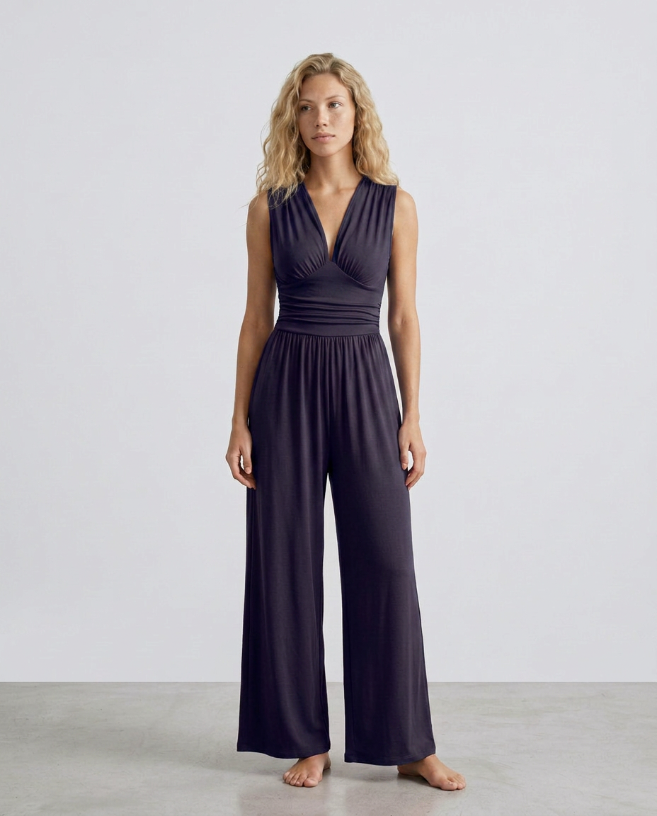 Satin-Style Jumpsuit with Halter Neck Detail