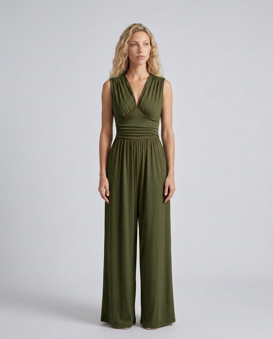 Satin-Style Jumpsuit with Halter Neck Detail
