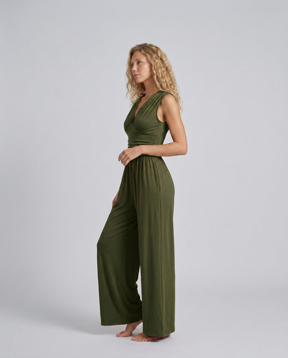 Satin-Style Jumpsuit with Halter Neck Detail