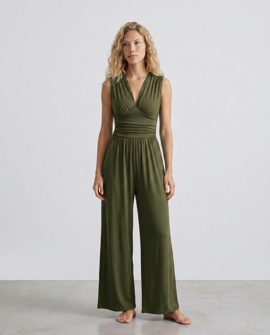 Satin-Style Jumpsuit with Halter Neck Detail