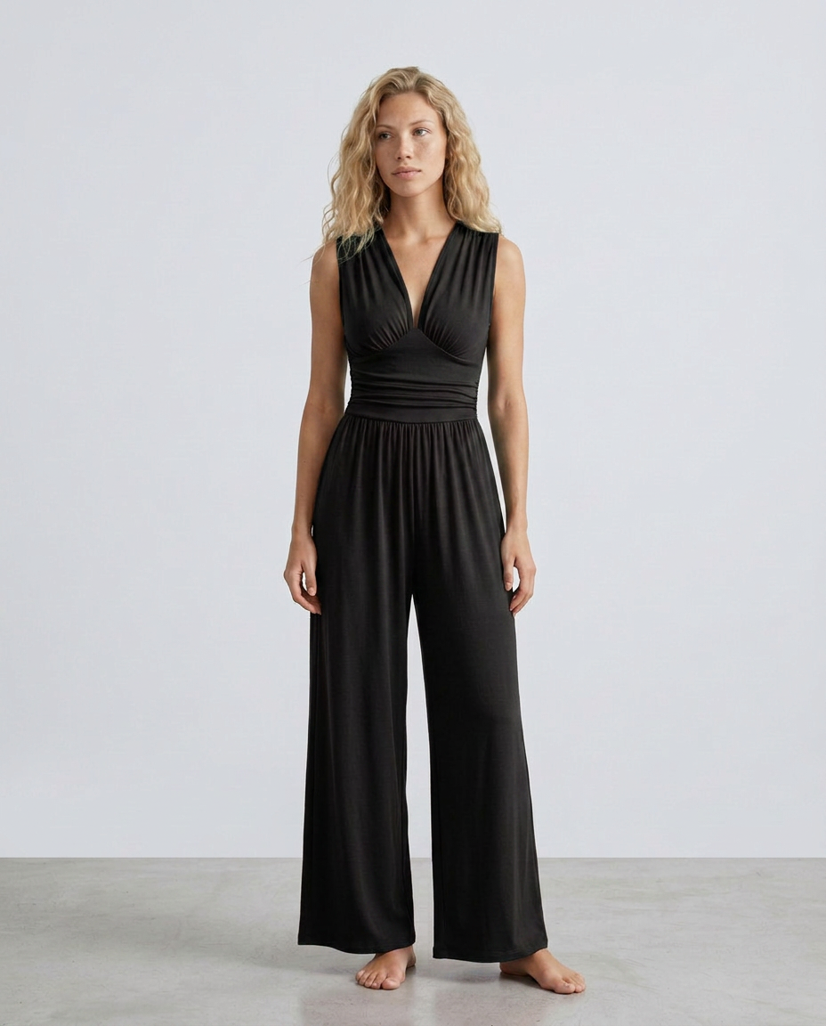 Satin-Style Jumpsuit with Halter Neck Detail