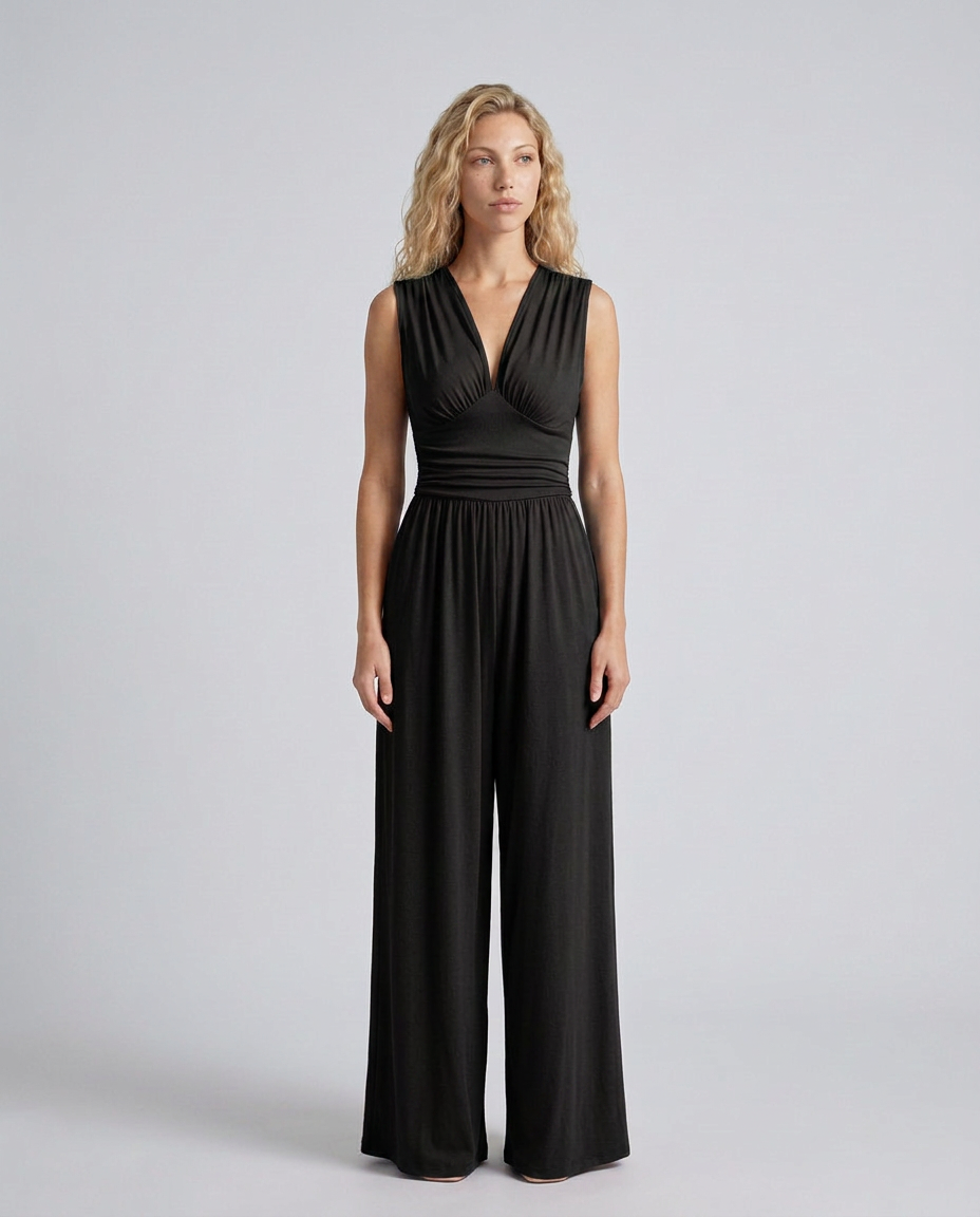 Satin-Style Jumpsuit with Halter Neck Detail