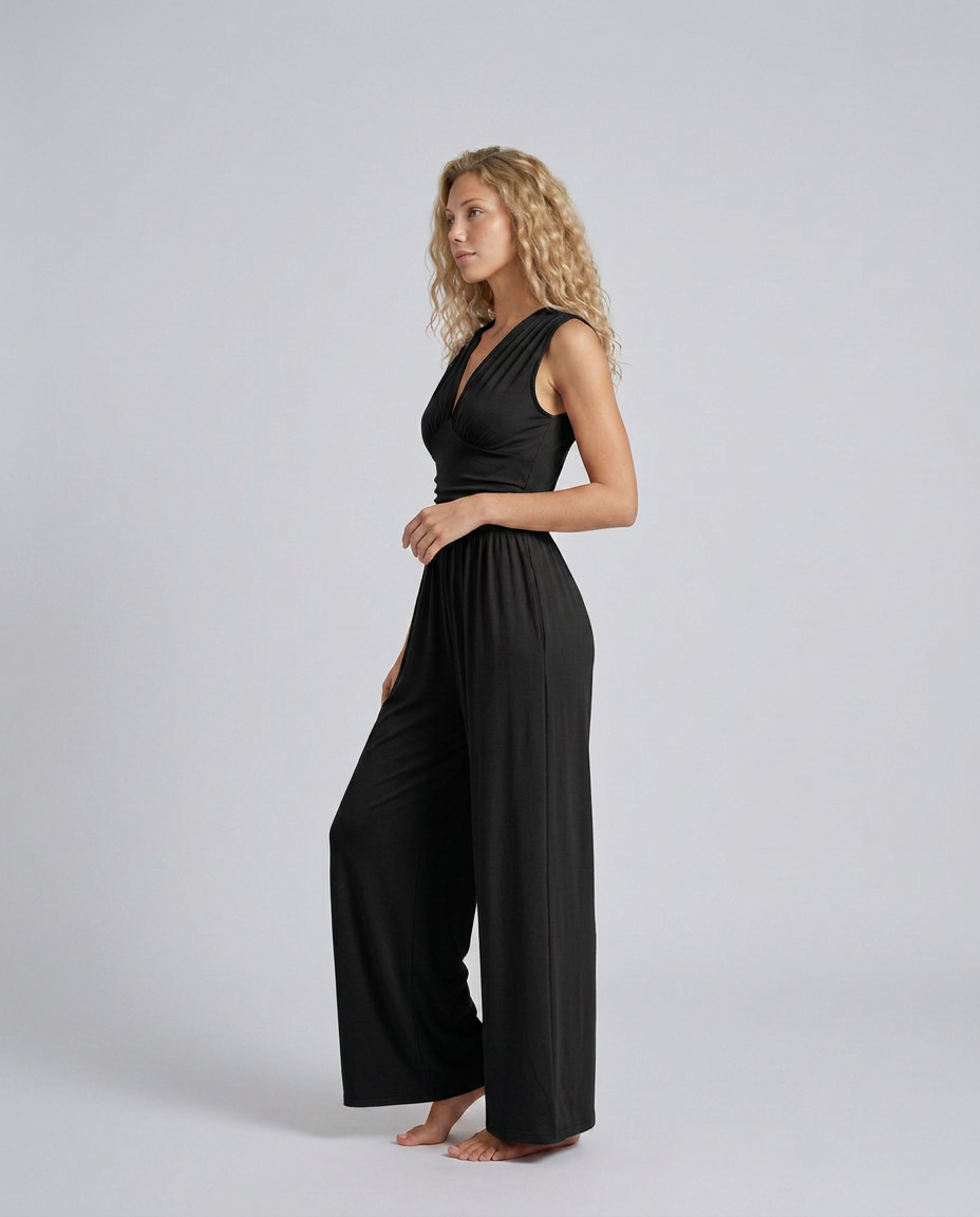 Satin-Style Jumpsuit with Halter Neck Detail