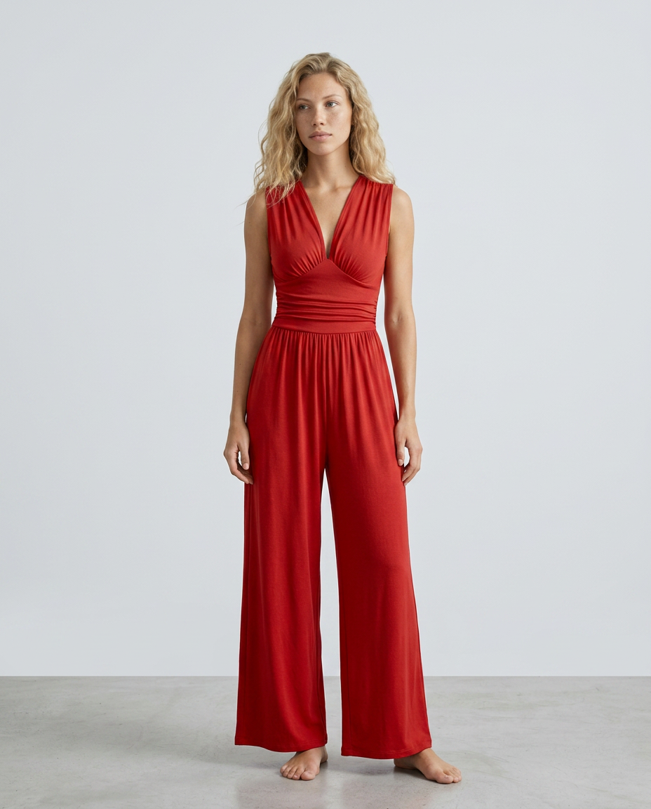 Satin-Style Jumpsuit with Halter Neck Detail
