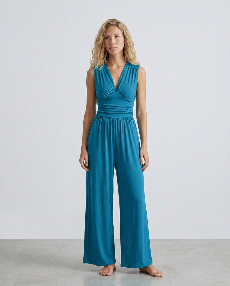 Satin-Style Jumpsuit with Halter Neck Detail