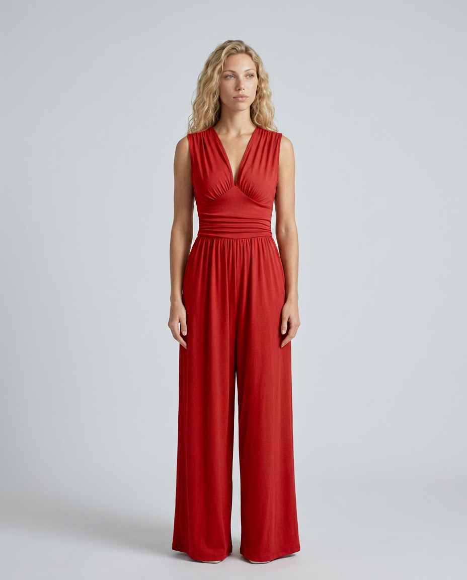 Satin-Style Jumpsuit with Halter Neck Detail