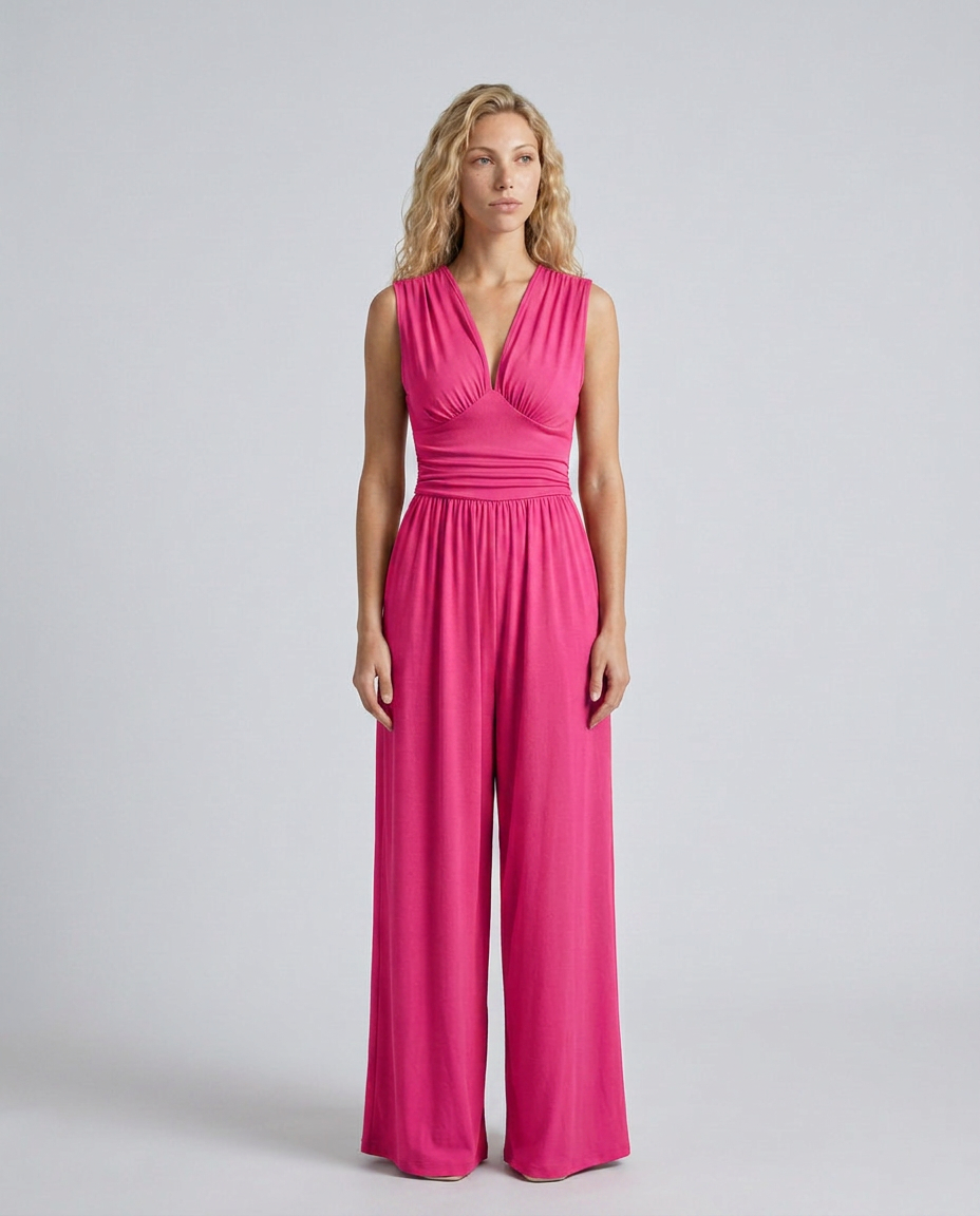 Satin-Style Jumpsuit with Halter Neck Detail