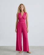Satin-Style Jumpsuit with Halter Neck Detail