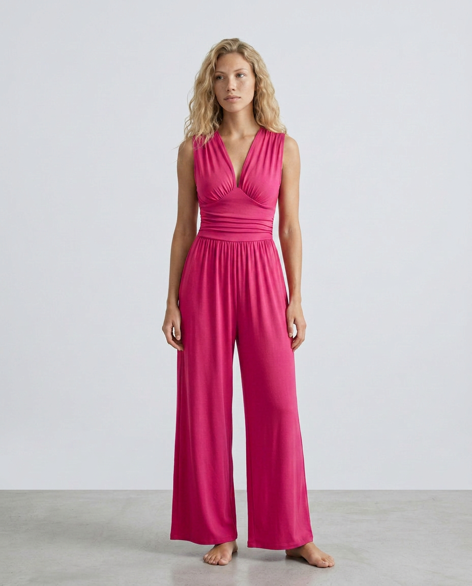 Satin-Style Jumpsuit with Halter Neck Detail
