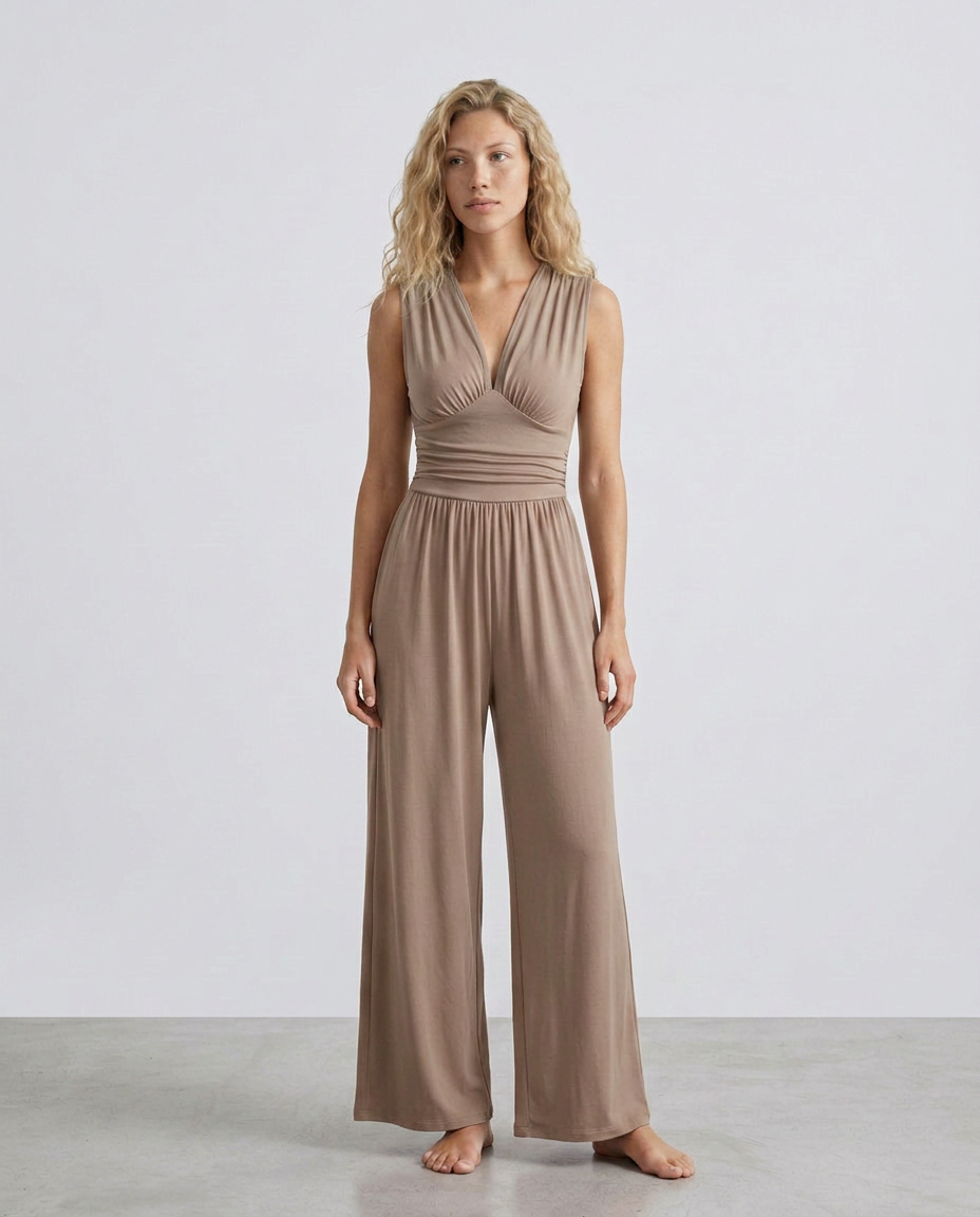 Satin-Style Jumpsuit with Halter Neck Detail