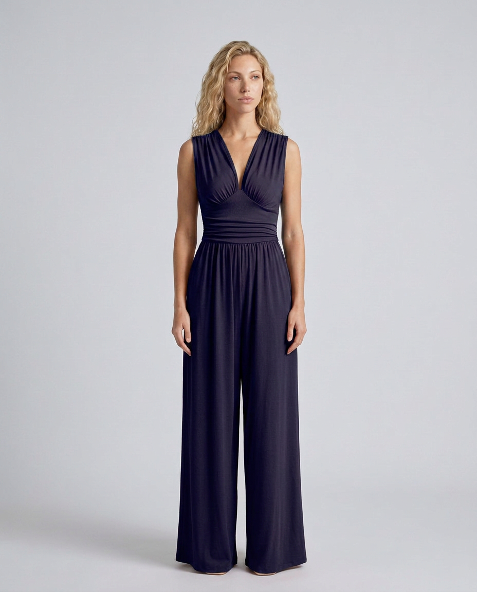 Satin-Style Jumpsuit with Halter Neck Detail