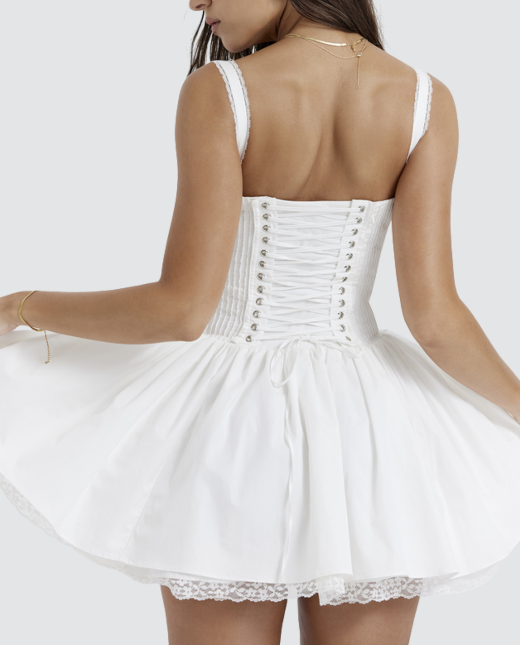 Corset Mini Dress with Lace-Up Back