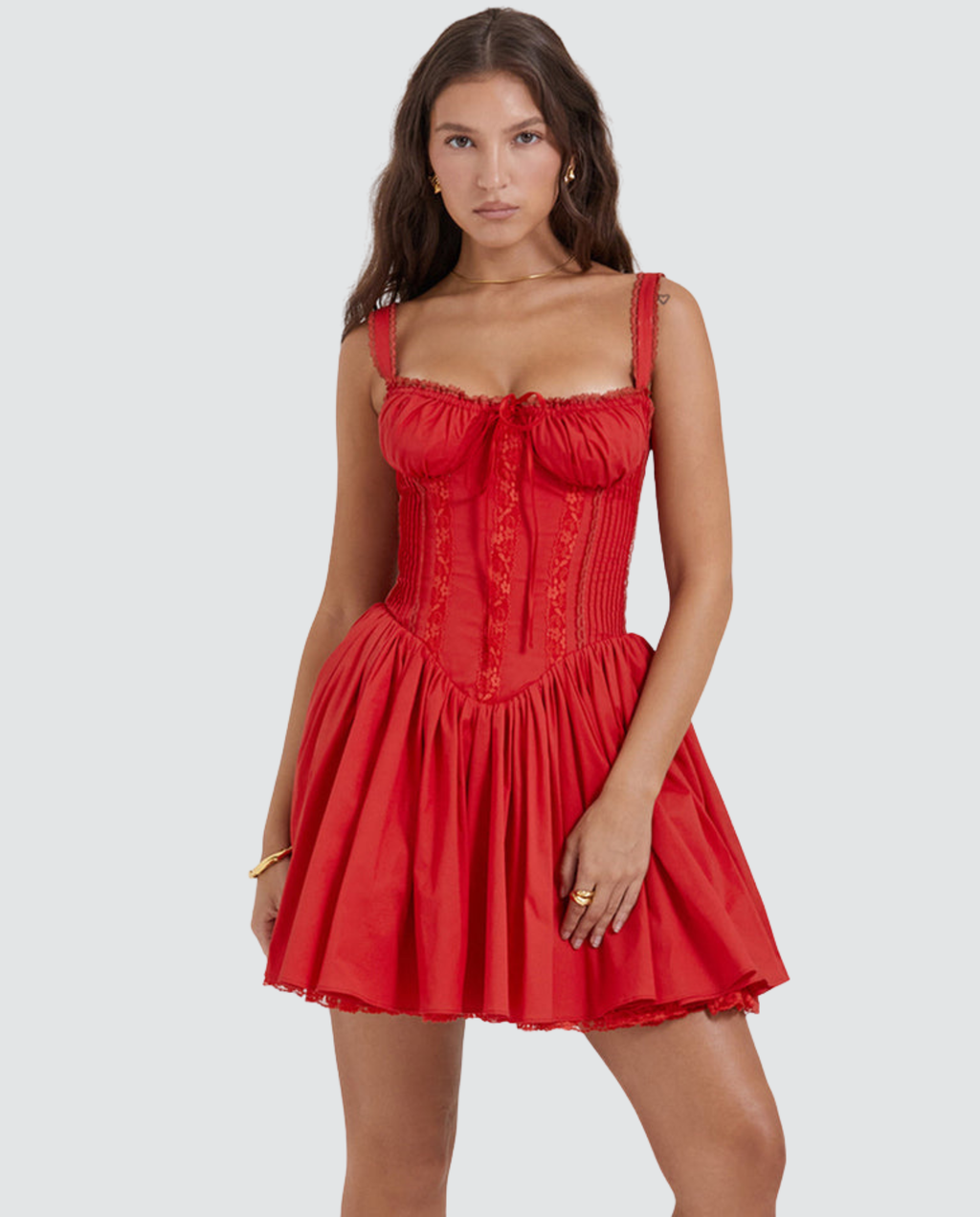 Corset Mini Dress with Lace-Up Back
