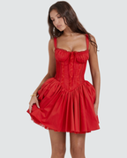 Corset Mini Dress with Lace-Up Back