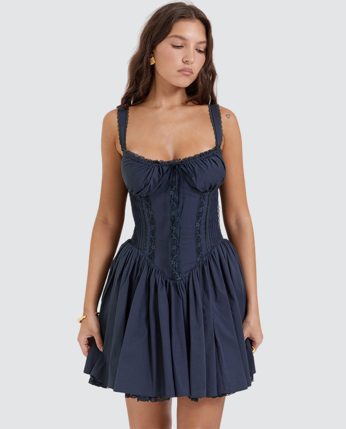 Corset Mini Dress with Lace-Up Back