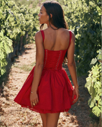 Corset Mini Dress with Lace-Up Back