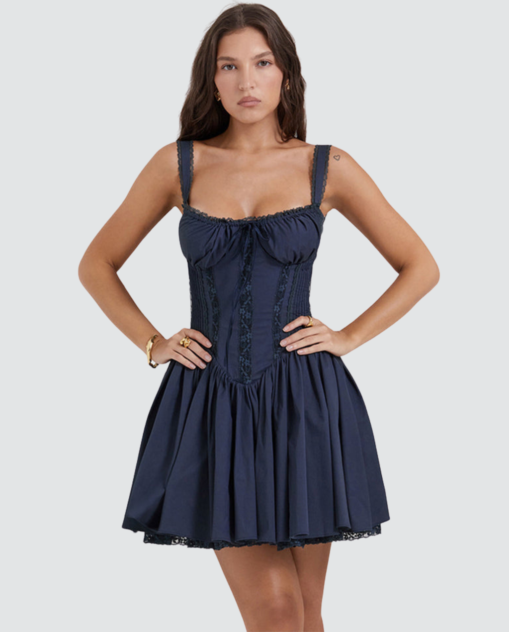 Corset Mini Dress with Lace-Up Back