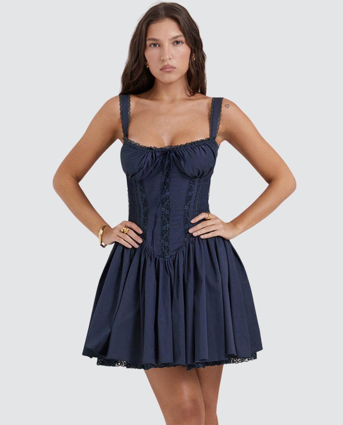 Corset Mini Dress with Lace-Up Back