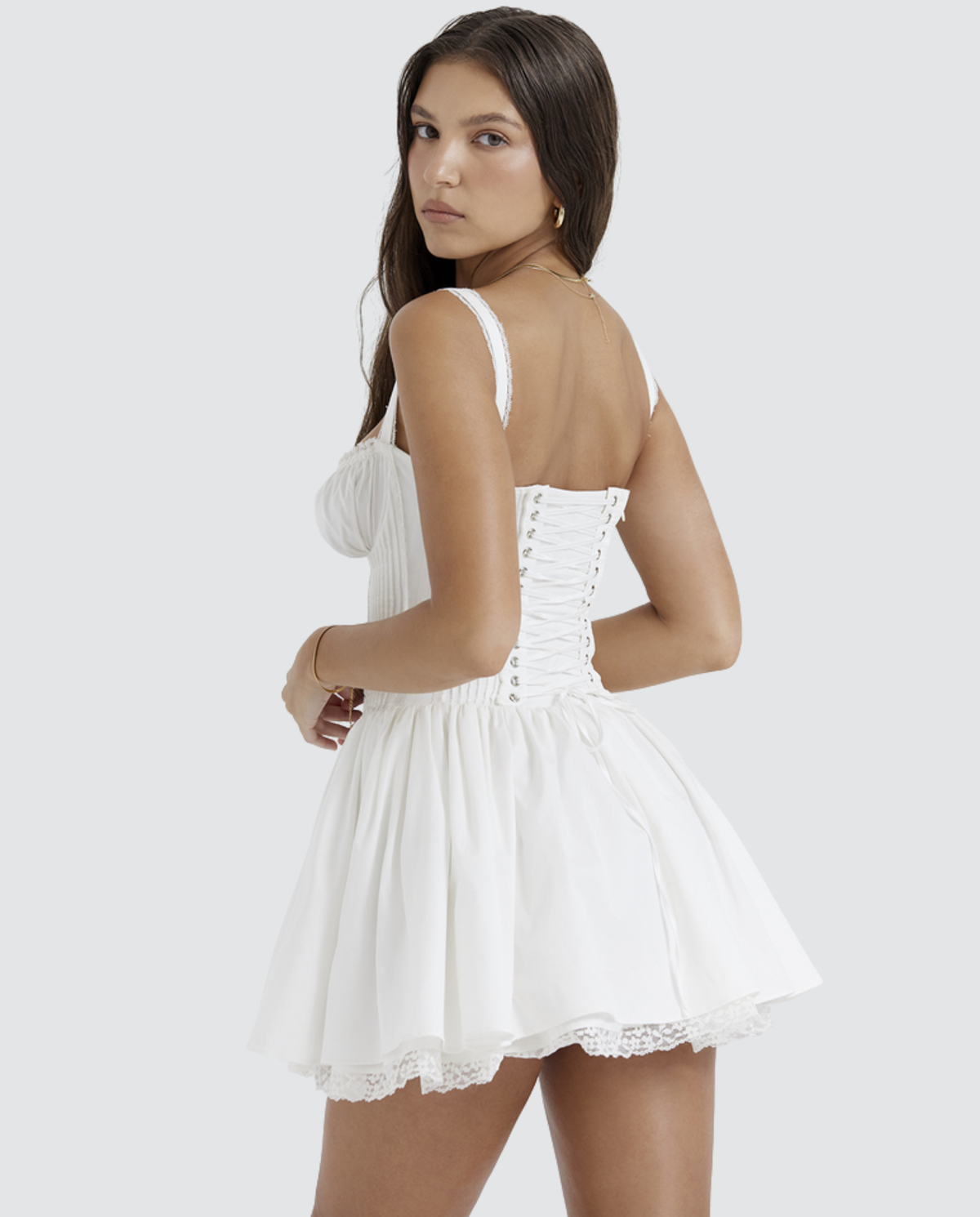 Corset Mini Dress with Lace-Up Back