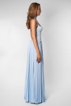Sweetheart Lace Chiffon Pleated Maxi Dress