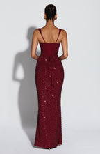 Sequin Tie-Up Square Neck Maxi Dress