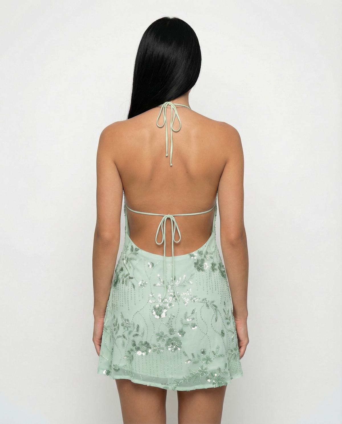 Mini Dress with Floral Beaded Design