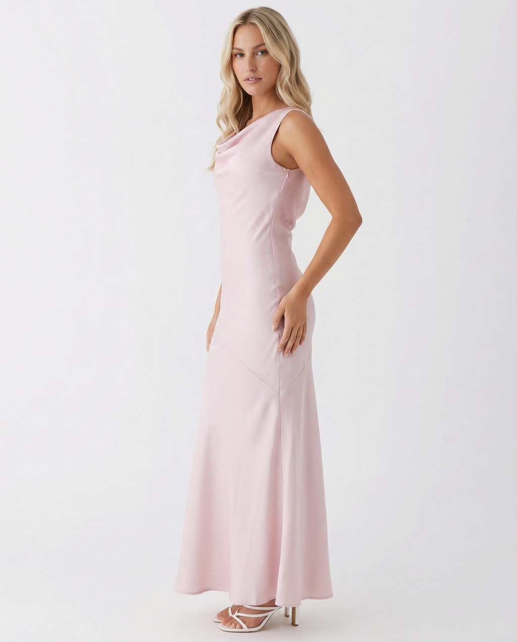 Maxi Dress with Cowl Neck and Open Back