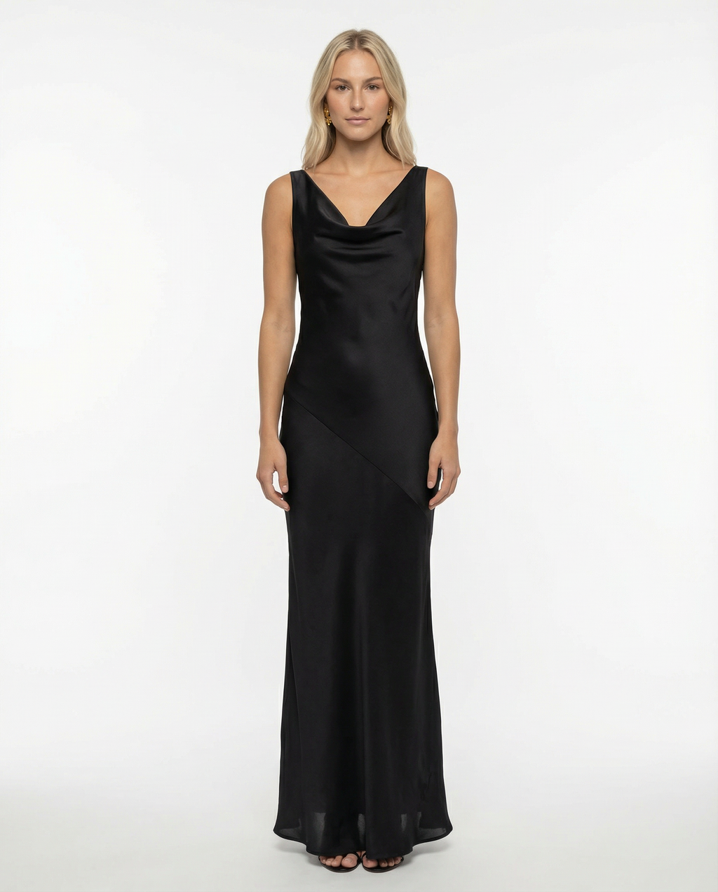 Maxi Dress with Cowl Neck and Open Back