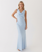 Maxi Dress with Cowl Neck and Open Back