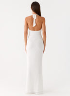 V Neck Ruffles High Thigh Slit Maxi Dress