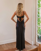 Satin Maxi Dress with Cowl Neck