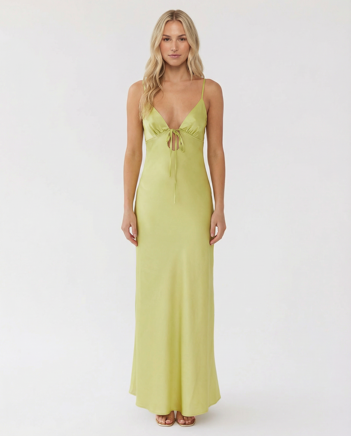 Satin Maxi Dress with Cowl Neck