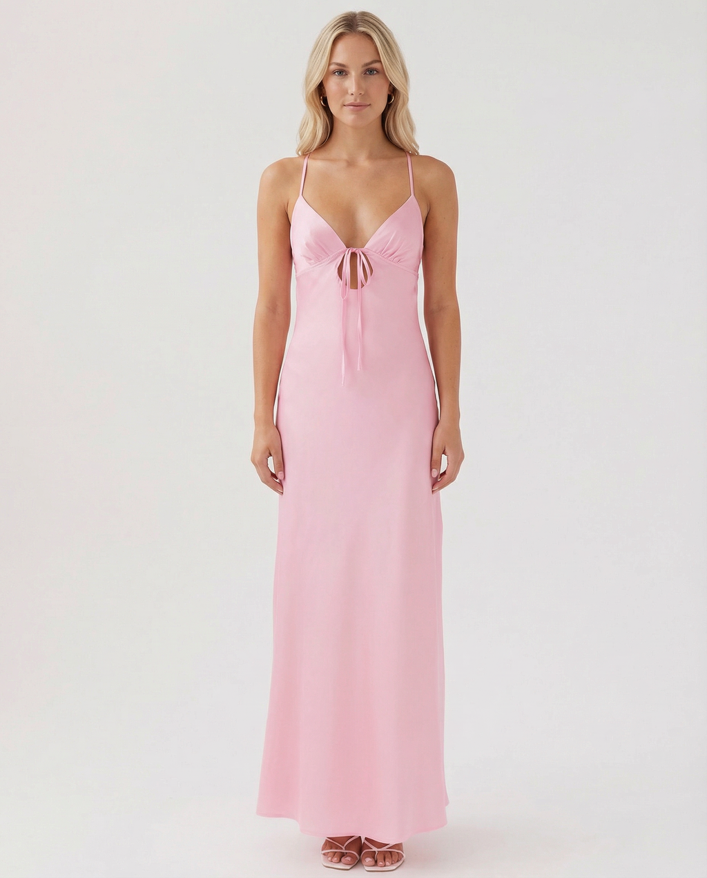 Satin Maxi Dress with Cowl Neck
