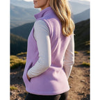 Women's Fleece Gilet with High Stand Collar and Zipped Chest Pocket