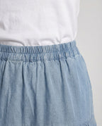 Women's High-Waisted Tiered Denim Midi Skirt