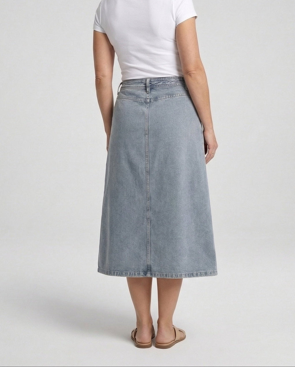 Women's High-Waisted Denim Wrap Midi Skirt