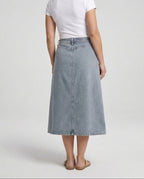 Women's High-Waisted Denim Wrap Midi Skirt