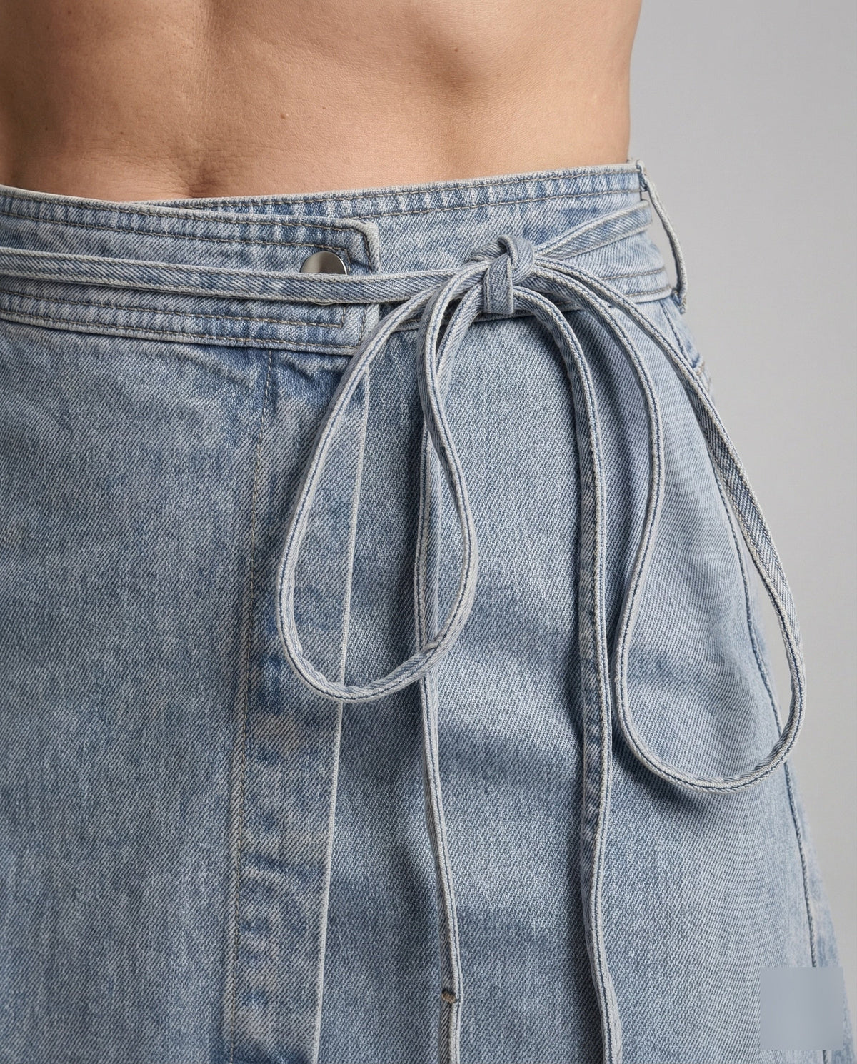 Women's High-Waisted Denim Wrap Midi Skirt