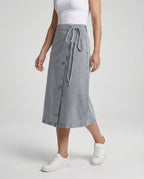Women's High-Waisted Denim Wrap Midi Skirt