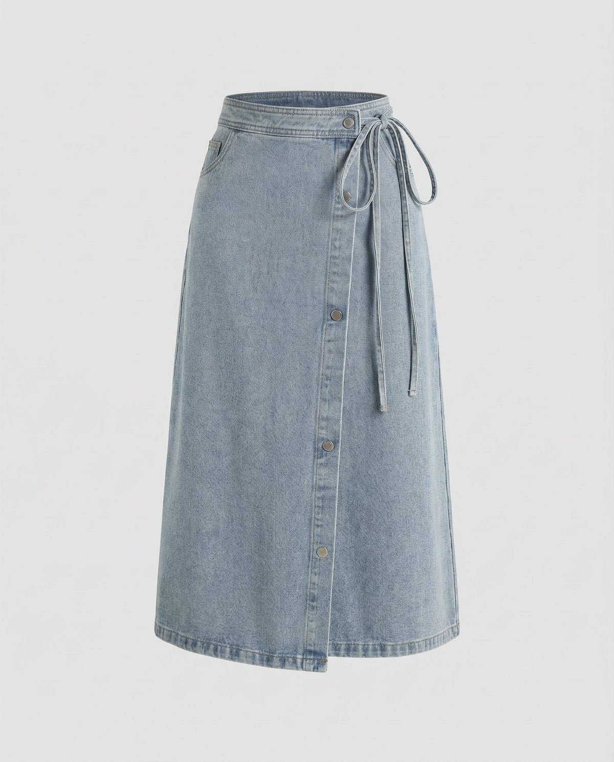 Women's High-Waisted Denim Wrap Midi Skirt