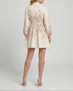 Women's Elegant Printed Mini Dress – Belted A-Line Shirt Dress