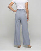 Women's High Waisted Wide Leg Trousers with Paperbag Waist and Tie Belt